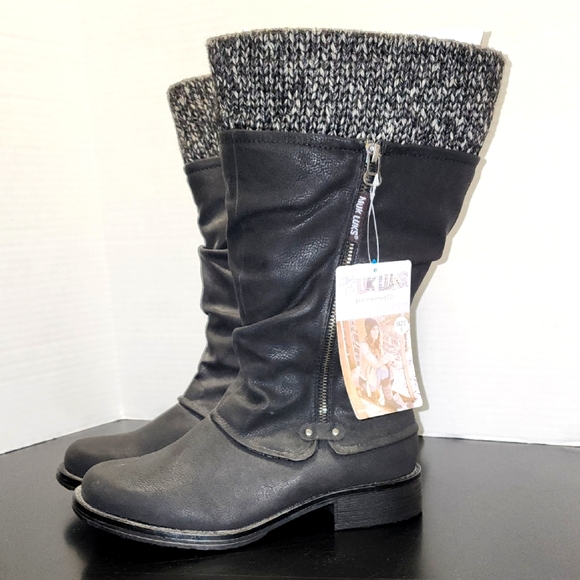Muk Luks Women's Black and Gray Winter Boots Sz 9 - Picture 1 of 8